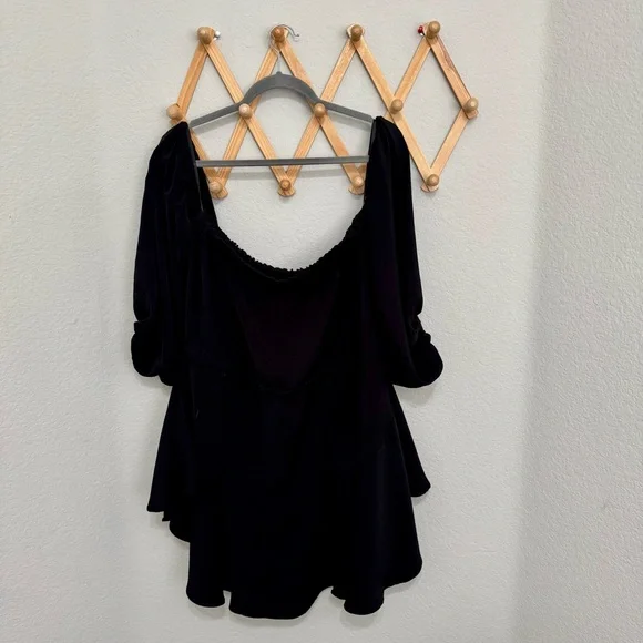 Shona Joy Core Off the Shoulder Black Ruffle Mini Dress Size 10 - Picture 5 of 7